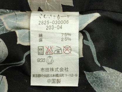 平和屋着物∴夏物 こむさでもーど・COMME CA DU MODE 浴衣 花唐草文 黒地 綿麻 逸品 CABG4153gh