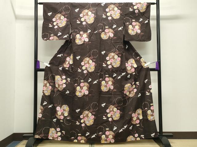 平和屋着物∴夏物 浴衣 跳兎 雪輪重ね花文 綿 逸品 CABG4157gh