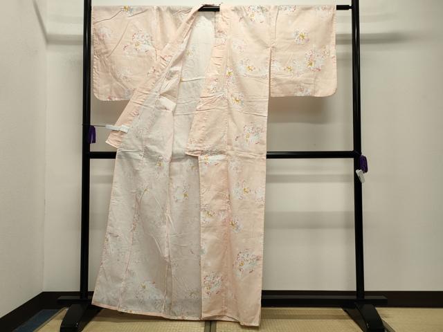 平和屋着物∴夏物 浴衣 跳兎 雪輪花文 綿 逸品 CABG4162gh