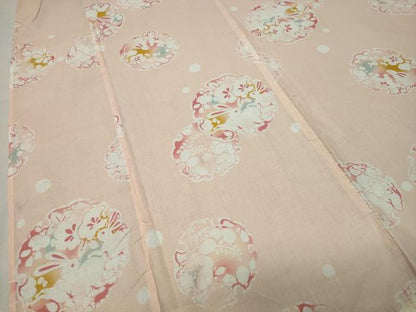 平和屋着物∴夏物 浴衣 跳兎 雪輪花文 綿 逸品 CABG4162gh
