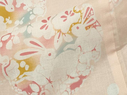 平和屋着物∴夏物 浴衣 跳兎 雪輪花文 綿 逸品 CABG4162gh