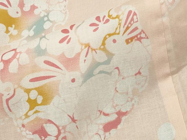 平和屋着物∴夏物 浴衣 跳兎 雪輪花文 綿 逸品 CABG4162gh