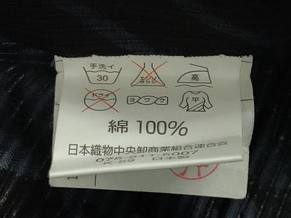 平和屋着物∴夏物 男性 浴衣 市松斜線文 黒地 綿 逸品 CABG4164gh