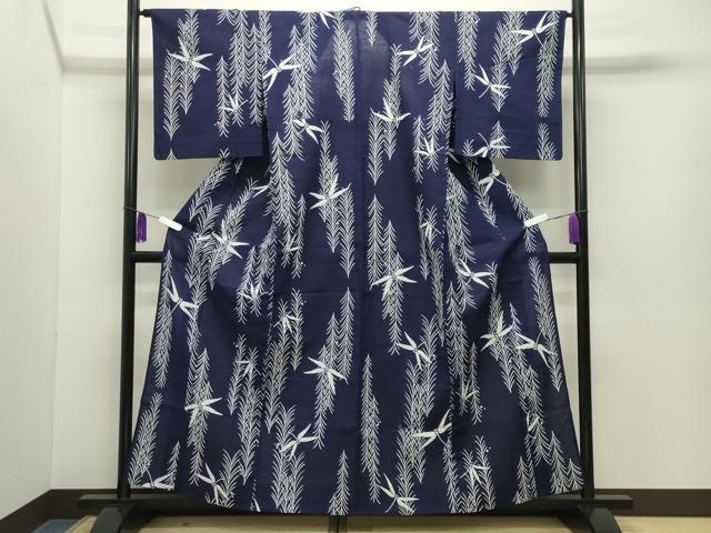 平和屋着物∴夏物 浴衣 トンボ 草木文 綿 逸品 CABG4171gh