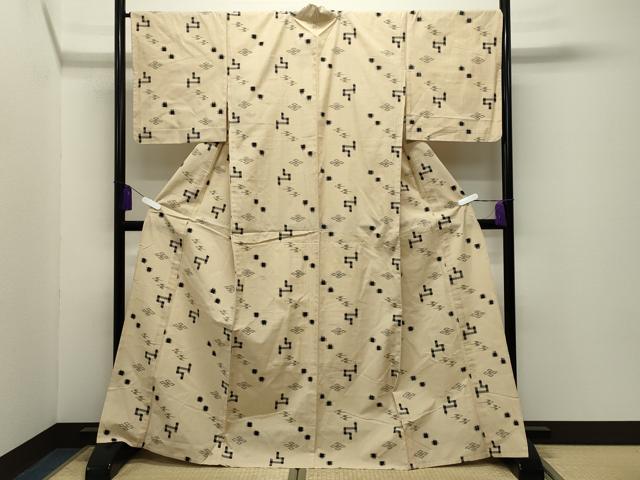 平和屋着物∴夏物 浴衣 琉球絣文様 綿 逸品 CABG4173gh