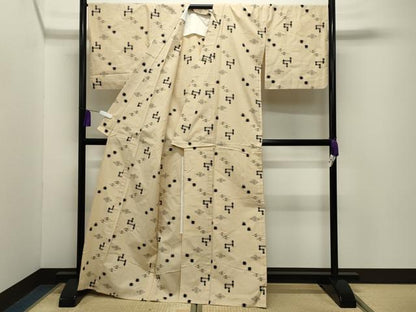 平和屋着物∴夏物 浴衣 琉球絣文様 綿 逸品 CABG4173gh