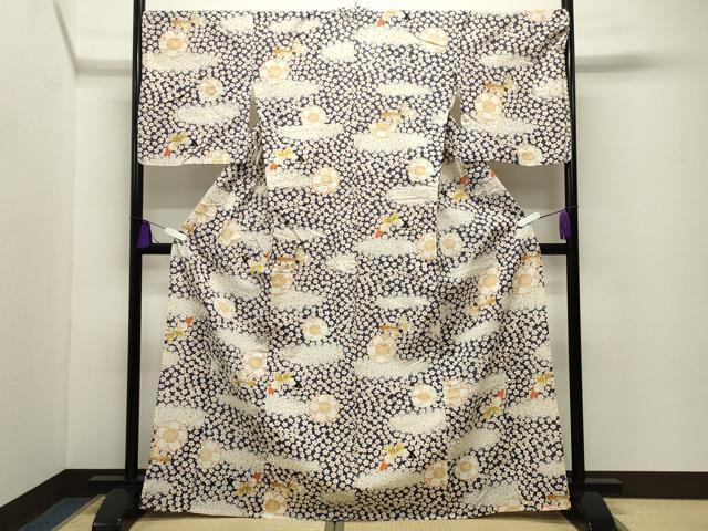 平和屋着物∴夏物　浴衣　舞蝶桜文　やまと誂製　綿　逸品　CABG4177gh