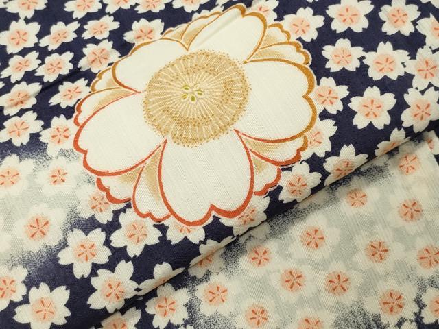 平和屋着物∴夏物　浴衣　舞蝶桜文　やまと誂製　綿　逸品　CABG4177gh