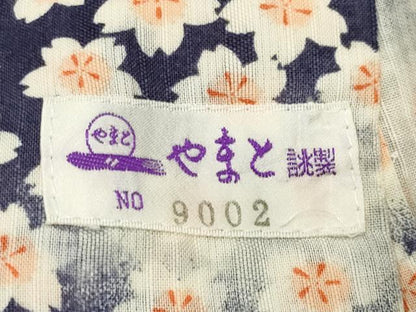 平和屋着物∴夏物　浴衣　舞蝶桜文　やまと誂製　綿　逸品　CABG4177gh