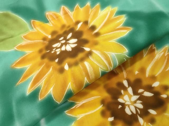 平和屋着物∴夏物　浴衣　ひまわり　綿　逸品　CABG4180gh