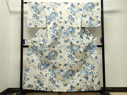 平和屋着物∴夏物 浴衣 舞桜花文 綿麻 逸品 CABG4183gh
