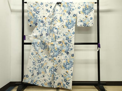 平和屋着物∴夏物 浴衣 舞桜花文 綿麻 逸品 CABG4183gh