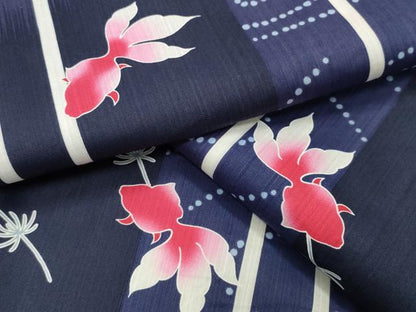 平和屋着物∴夏物 浴衣 金魚 綿 逸品 CABG4185gh