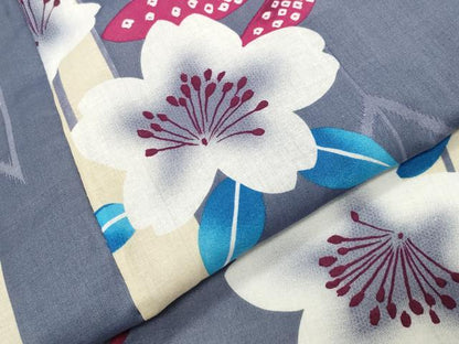 平和屋着物∴夏物 浴衣 矢羽根舞桜文 トンボ 綿 逸品 CABG4187gh