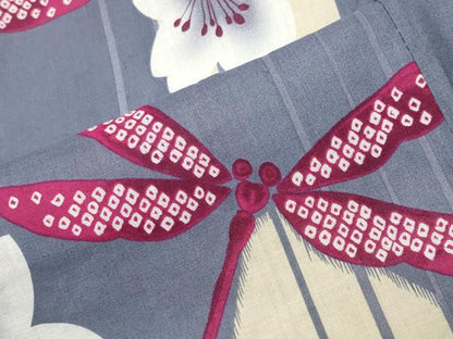 平和屋着物∴夏物 浴衣 矢羽根舞桜文 トンボ 綿 逸品 CABG4187gh
