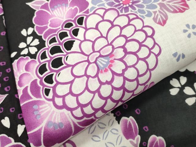平和屋着物∴夏物 浴衣 舞花文 黒地 綿 逸品 CABG4188gh