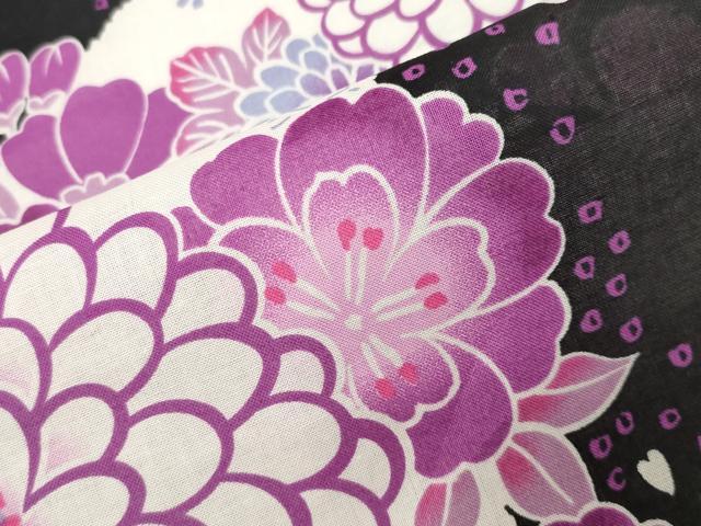平和屋着物∴夏物 浴衣 舞花文 黒地 綿 逸品 CABG4188gh