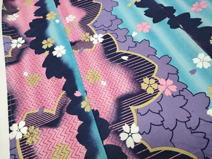 平和屋着物∴夏物　浴衣　舞桜文　綿　逸品　CABG4190gh