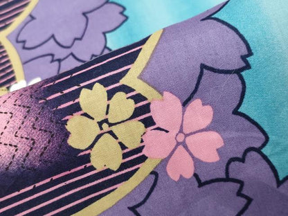 平和屋着物∴夏物　浴衣　舞桜文　綿　逸品　CABG4190gh