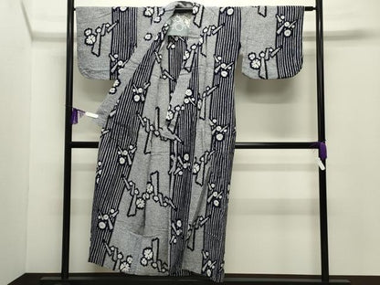 平和屋着物∴夏物 浴衣 舞花文 綿 逸品 CABG4197gh