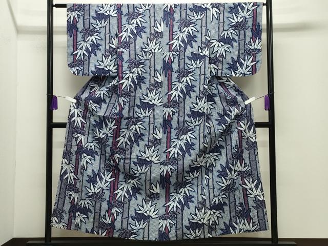 平和屋着物∴夏物　浴衣　笹竹文　綿　逸品　CABG4198gh