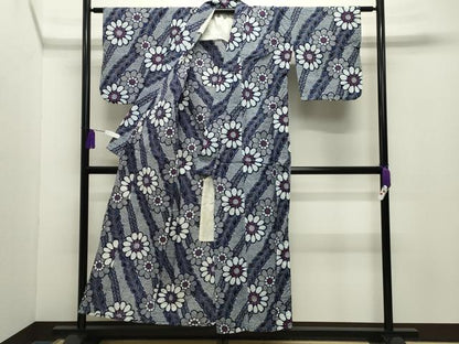 平和屋着物∴夏物 浴衣 斜線花文 綿 逸品 CABG4200gh