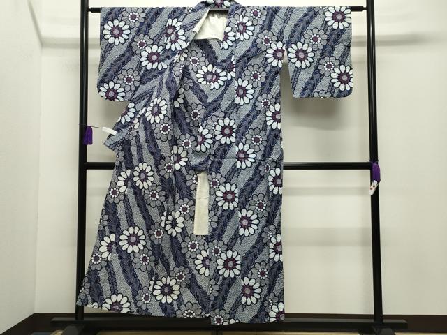 平和屋着物∴夏物 浴衣 斜線花文 綿 逸品 CABG4200gh