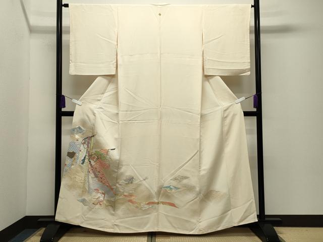 平和屋着物■豪華色留袖 寿光織 几帳文箱花蝶文 金銀糸 正絹 逸品 CABG4201gh
