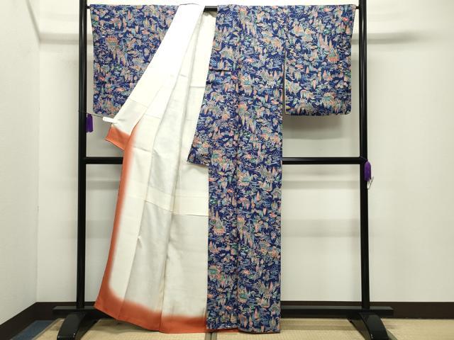 平和屋着物■上質な小紋 型染め 御所解飛鶴文 正絹 逸品 未使用 CABG4211gh