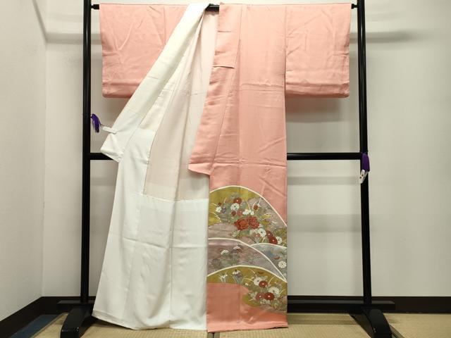 平和屋着物■豪華色留袖 駒刺繍 遠山草花文 金彩 正絹 逸品 未使用 CABG4216gh