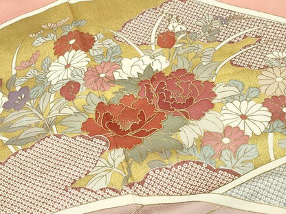 平和屋着物■豪華色留袖 駒刺繍 遠山草花文 金彩 正絹 逸品 未使用 CABG4216gh