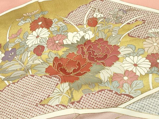 平和屋着物■豪華色留袖 駒刺繍 遠山草花文 金彩 正絹 逸品 未使用 CABG4216gh
