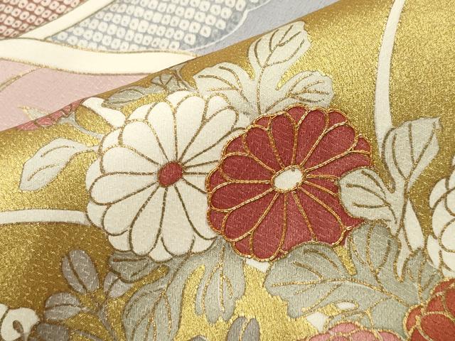 平和屋着物■豪華色留袖 駒刺繍 遠山草花文 金彩 正絹 逸品 未使用 CABG4216gh