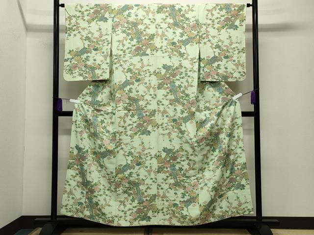 平和屋着物■上質な小紋 孔雀花文 正絹 逸品 CABG4219gh