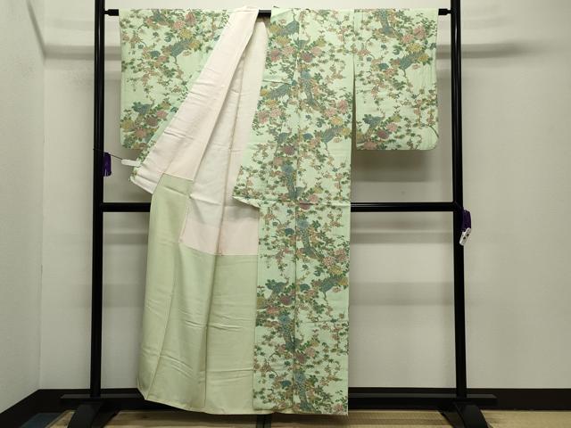 平和屋着物■上質な小紋 孔雀花文 正絹 逸品 CABG4219gh