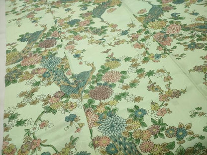 平和屋着物■上質な小紋 孔雀花文 正絹 逸品 CABG4219gh
