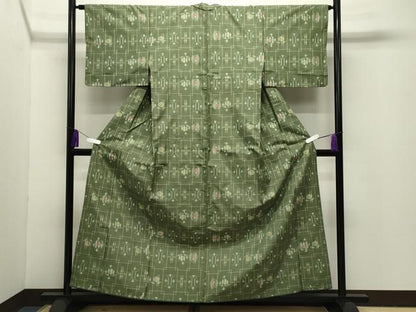 平和屋着物■上質な紬　吉祥花文　正絹　逸品　CABG4224gh
