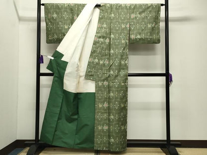 平和屋着物■上質な紬　吉祥花文　正絹　逸品　CABG4224gh