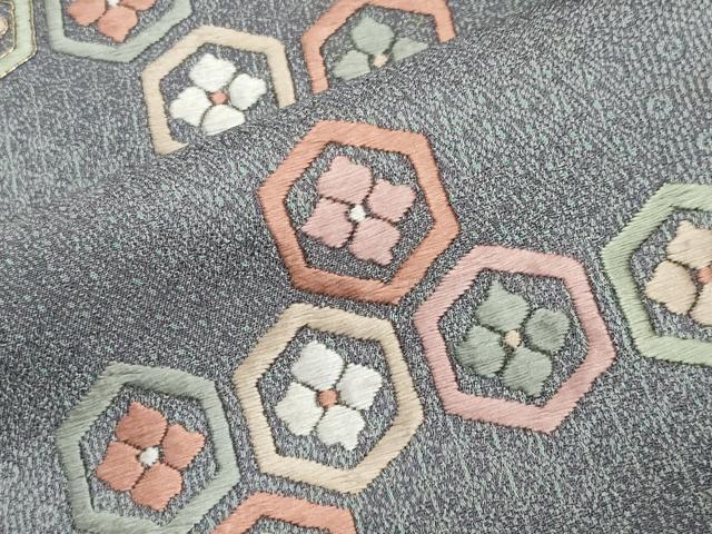 平和屋着物■色留訪問着　総刺繍　駒刺繍　亀甲花文　松坂屋扱い　正絹　逸品　CABG4248gh