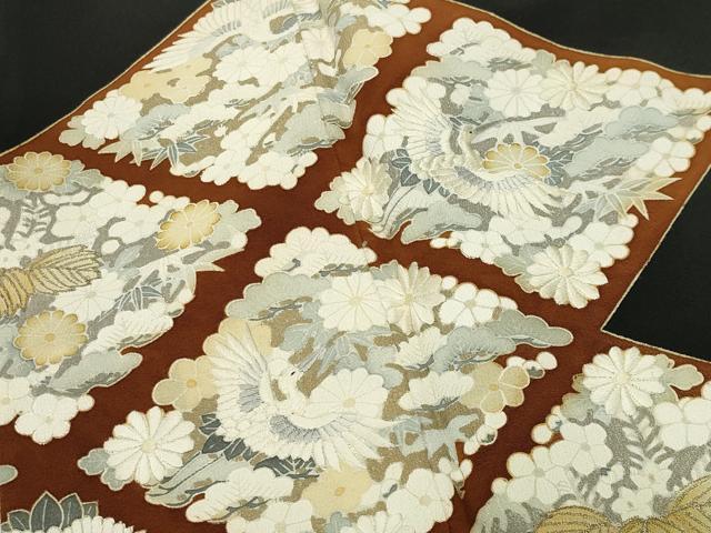 平和屋着物■豪華黒留袖　刺繍　菱飛鶴花文　金銀彩　正絹　逸品　CABG4256gh