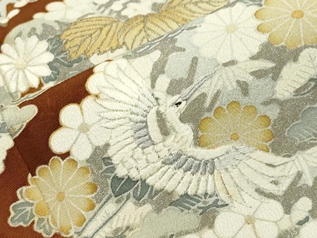 平和屋着物■豪華黒留袖　刺繍　菱飛鶴花文　金銀彩　正絹　逸品　CABG4256gh