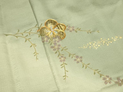 平和屋着物■訪問着 駒刺繍 枝垂れ桜文 暈し染め 金彩 正絹 逸品 CABG4260gh