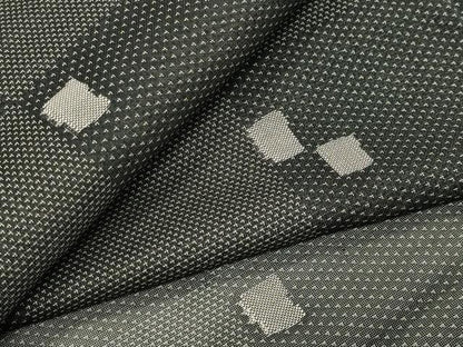平和屋着物＊夏物　小紋　紗　市松吉祥文　黒地　正絹　逸品　CABG4270gh