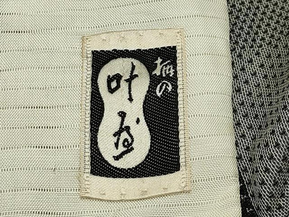 平和屋着物＊夏物　小紋　紗　市松吉祥文　黒地　正絹　逸品　CABG4270gh