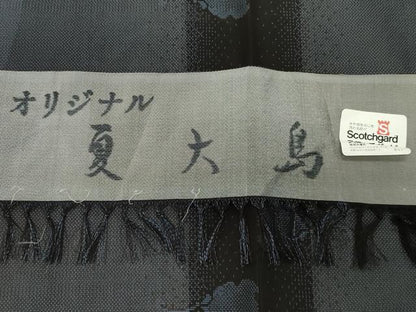 平和屋着物＊夏物　夏大島　9マルキ　舞蝶間道　反端付き　正絹　逸品　CABG4272gh