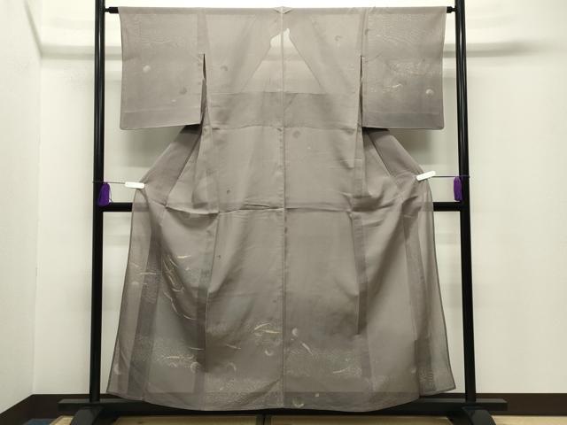 平和屋着物＊夏物　訪問着　紗　舞葉文　暈し染め　金銀彩　正絹　逸品　CABG4273gh