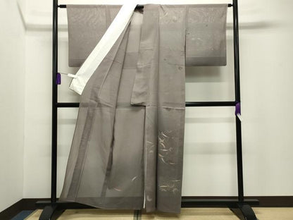 平和屋着物＊夏物　訪問着　紗　舞葉文　暈し染め　金銀彩　正絹　逸品　CABG4273gh