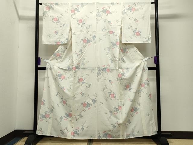 平和屋着物＊夏物　小紋　絽　枝花文　正絹　逸品　未使用　CABG4276gh