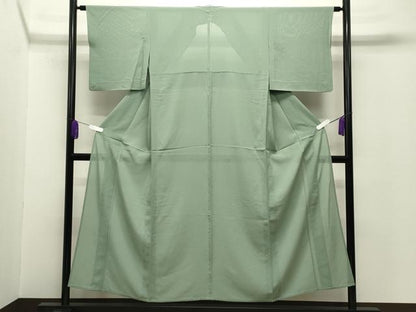平和屋着物＊夏物　色無地　絽　若葉色　正絹　逸品　CABG4281gh