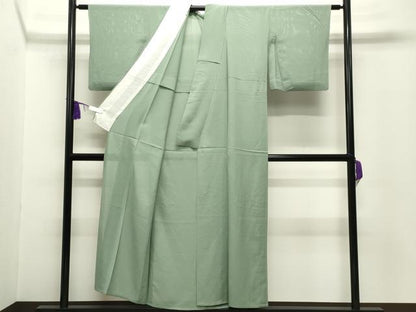 平和屋着物＊夏物　色無地　絽　若葉色　正絹　逸品　CABG4281gh